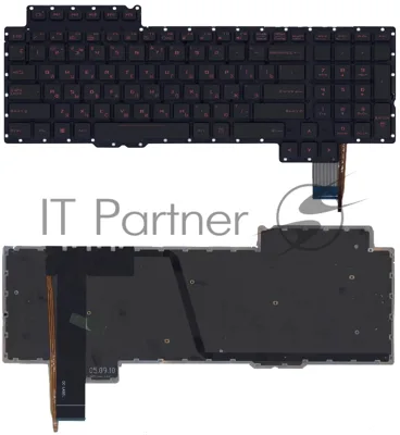 Клавиатура для ноутбука Asus ROG G752 G752VL G752VS черная без рамки, красная подсветка