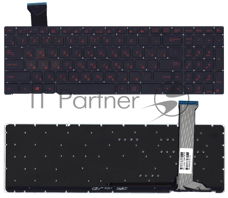 Клавиатура для ноутбука Asus ROG GL552VW черная с красной подсветкой