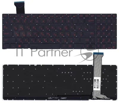 Клавиатура для ноутбука Asus ROG GL552VW черная с красной подсветкой