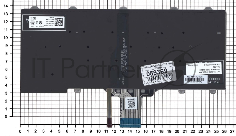 Клавиатура для ноутбука Dell Latitude E7250 E7270 черная без рамки с подсветкой