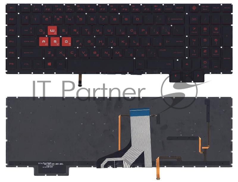 Клавиатура для ноутбука HP Omen 17-AN000 черная с красной подсветкой