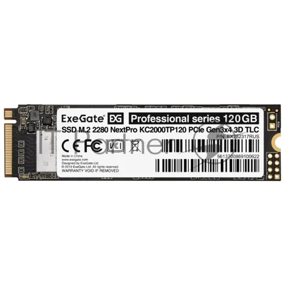 Накопитель SSD ExeGate NextPro KC2000TP120, 120Gb, M.2 2280, PCIe 3.0 x4, NVMe, R/W 1200/600