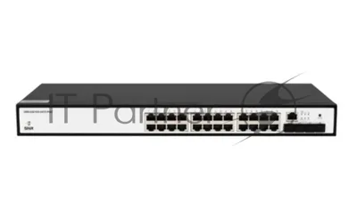 Управляемый коммутатор SNR уровня 2+, 24 порта 10/100/1000Base-T с поддержкой POE, 4 порта 1/10G SFP+, бюджет POE 370W