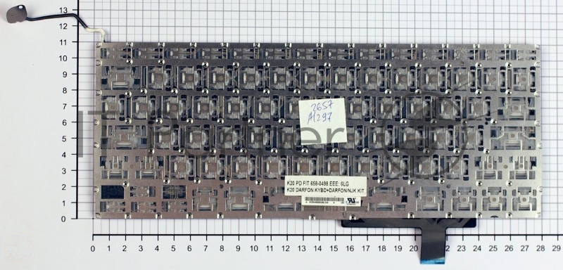 Клавиатура для ноутбука Macbook A1297 черная, плоский Enter