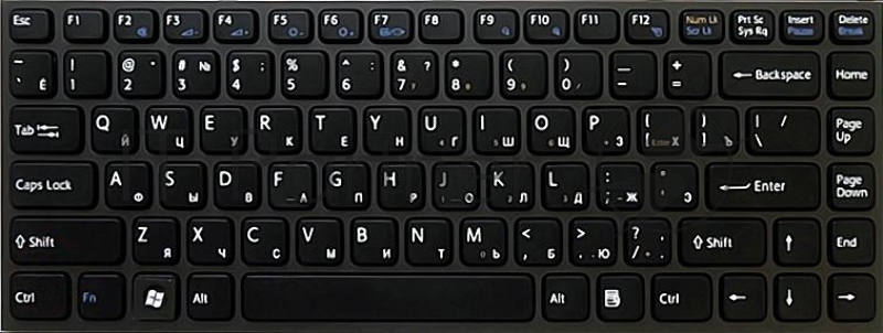 Клавиатура для ноутбука Sony Vaio VPC-Y черная с черной рамкой