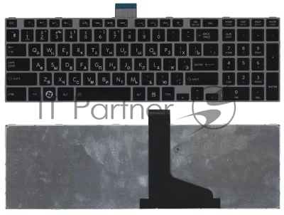 Клавиатура для ноутбука Toshiba Satellite L850 L875 L870 L855 черная c серебристой рамкой