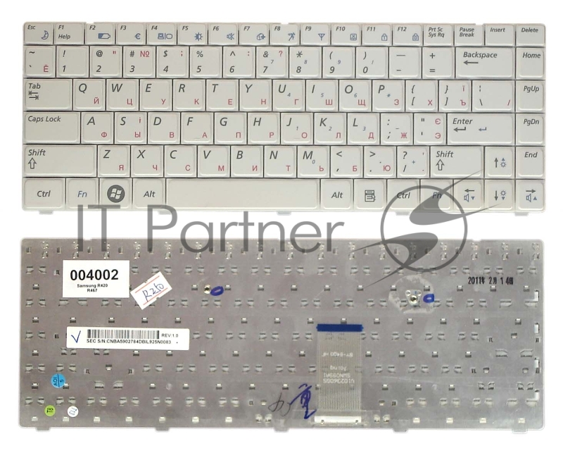 Клавиатура для ноутбука Samsung R420 R418 R423 R425 R428 R429 R469 RV410 RV408, белый