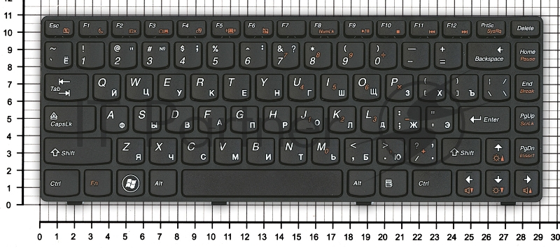 Клавиатура для ноутбука Lenovo G480 черная с черной рамкой