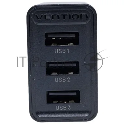 Сетевое зарядное устройство Vention на 3 порта USB 2.4A черный