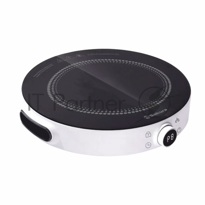 Плита настольная электрическая Sakura SA-7160W белый, 2.2 кВт, индукция, конфорки - 1, стеклокерамика, поворотные переключатели, сенсор