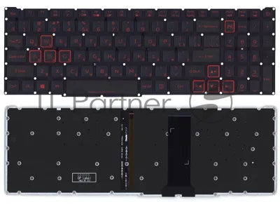 Клавиатура для ноутбука Acer Nitro 5 AN517-51 черная с красной подсветкой