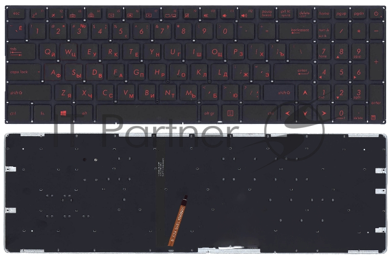 Клавиатура для ноутбука Asus FX502 черная с красной подсветкой