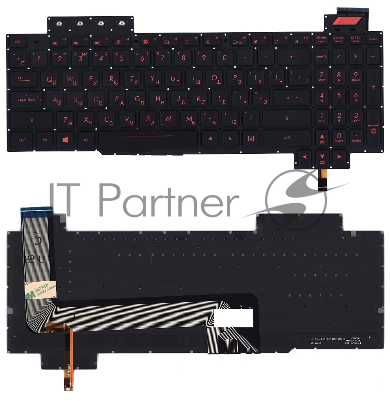 Клавиатура для ноутбука Asus FX503 черная с красной подсветкой