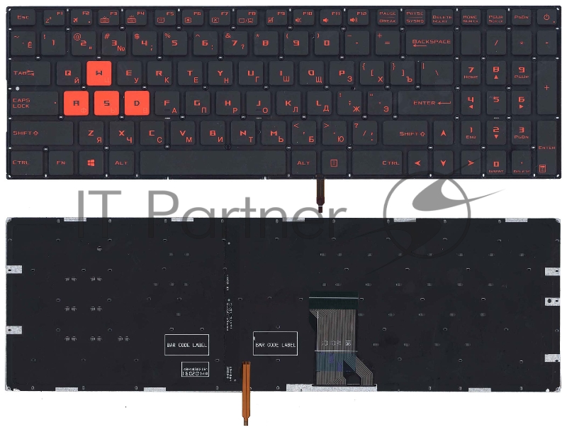 Клавиатура для ноутбука Asus GL702 черная с красной подсветкой