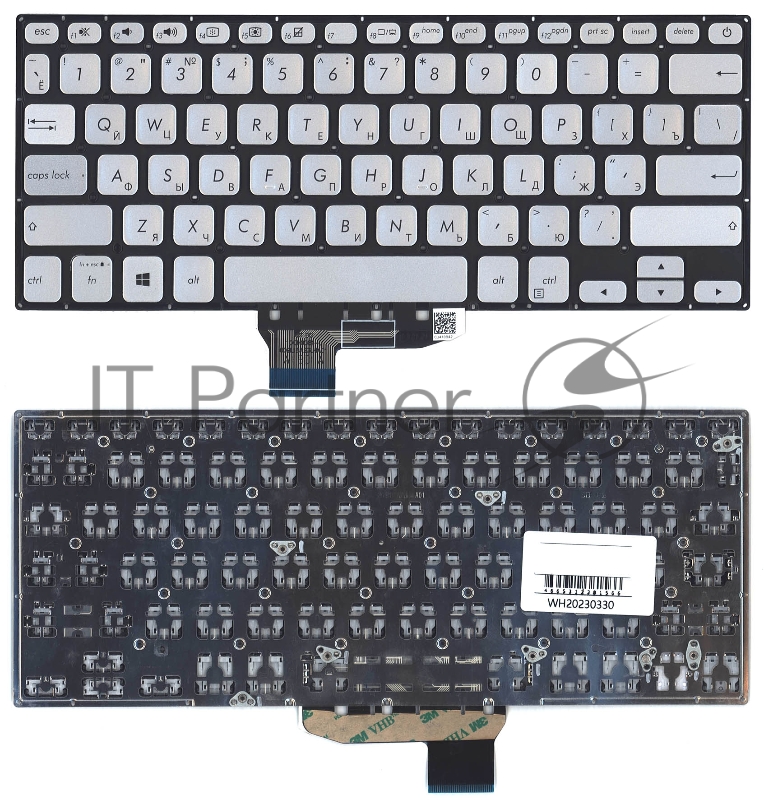 Клавиатура для ноутбука Asus VivoBook S430FA X430 серебристая