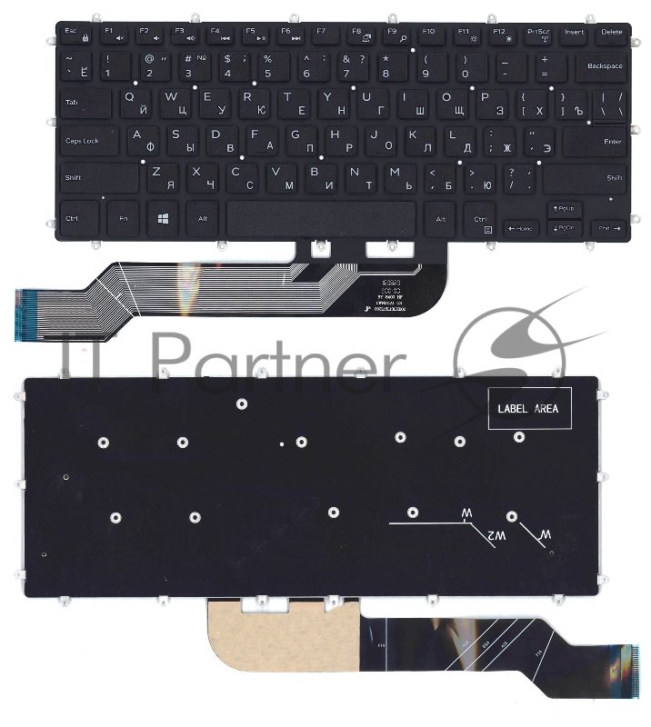 Клавиатура для ноутбука Dell Inspiron 13-5368 черная без рамки