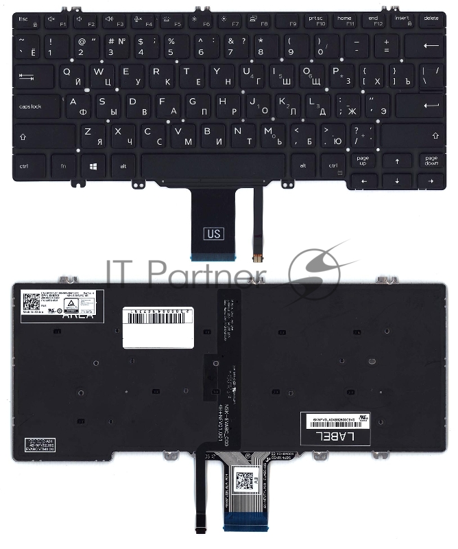 Клавиатура для ноутбука Dell Latitude 7300 черная с подсветкой
