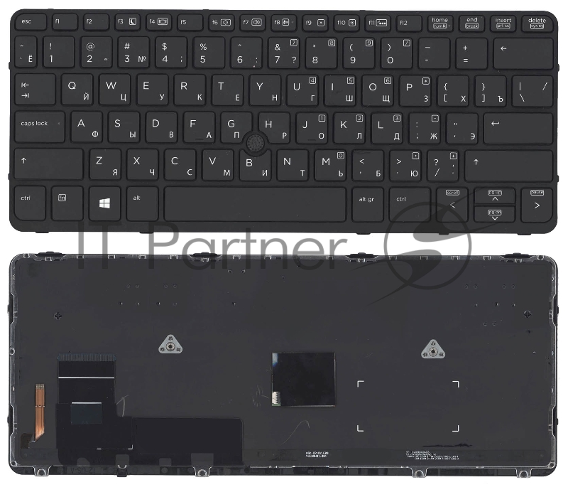 Клавиатура для ноутбука HP EliteBook 720 G1 820 G1 черная с черной рамкой, указателем и подсветкой