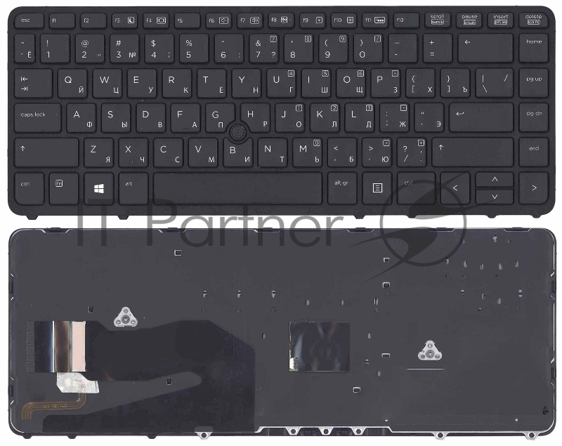 Клавиатура для ноутбука HP EliteBook 840 G1 G2 черная c рамкой с указателем и подсветкой