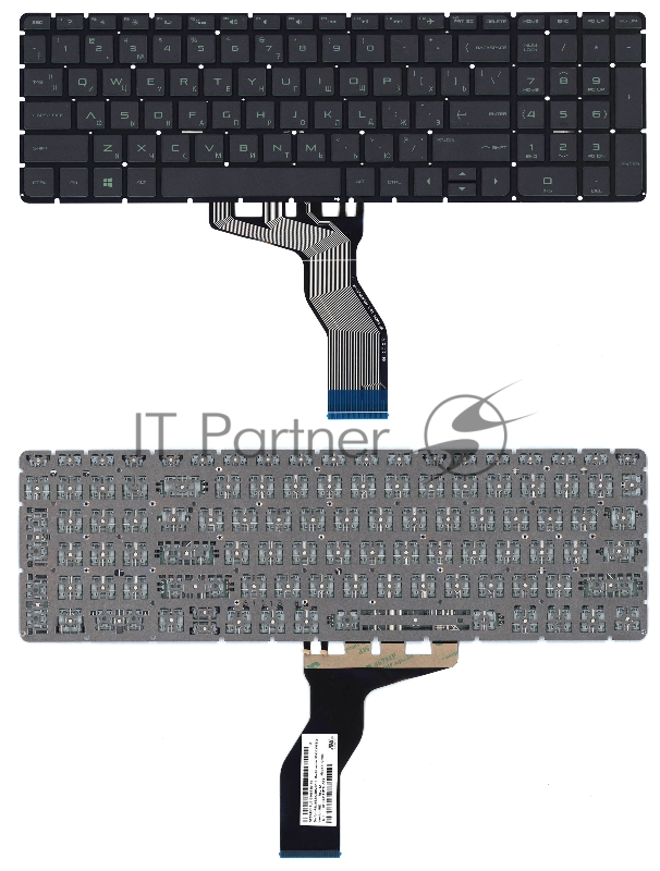 Клавиатура для ноутбука HP Pavilion 15-ab 15-ab000 15z-ab100 черная с зеленой подсветкой