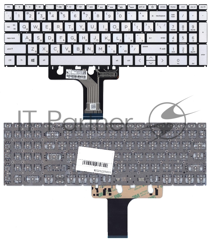Клавиатура для ноутбука HP Pavilion 15-EG 15-EH серебристая