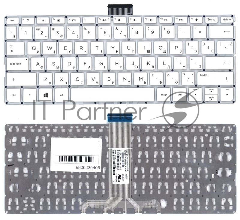 Клавиатура для ноутбука HP Pavilion x360 11-K белый без рамки горизонтальный Enter