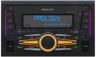 Автомагнитола Prology PRM-120, 2 DIN, Bluetooth, USB Type-A, AUX, пульт ДУ
