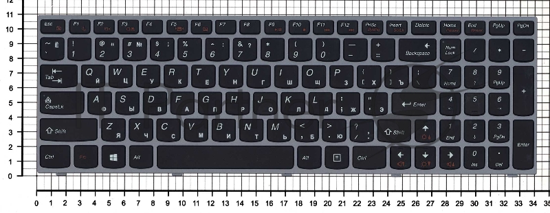 Клавиатура для ноутбука Lenovo IdeaPad B5400 M5400 черная с серебристой рамкой