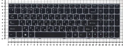 Клавиатура для ноутбука Lenovo IdeaPad B5400 M5400 черная с серебристой рамкой