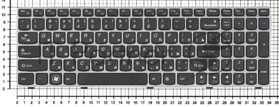 Клавиатура для ноутбука Lenovo IdeaPad B570 B580 V570 Z570 Z575 B590 черная с серой рамкой