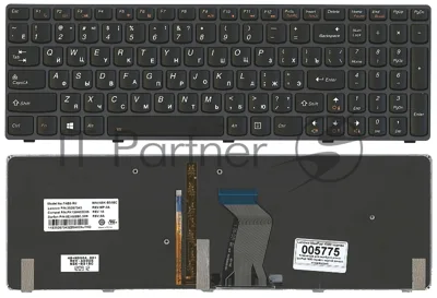 Клавиатура для ноутбука Lenovo IdeaPad Y580 черная с черной рамкой с подсветкой