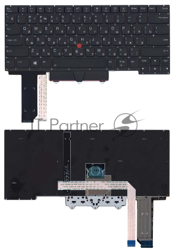 Клавиатура для ноутбука Lenovo Thinkpad E14 черная с подсветкой и указателем