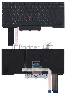 Клавиатура для ноутбука Lenovo Thinkpad E14 черная с подсветкой и указателем