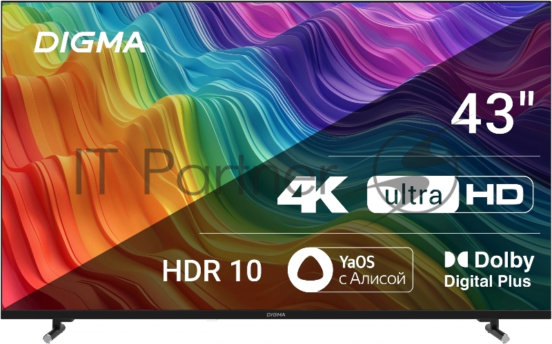Телевизор Digma 43" DM-LED43UBB33 черный LED UHD 60Hz Яндекс ТВ