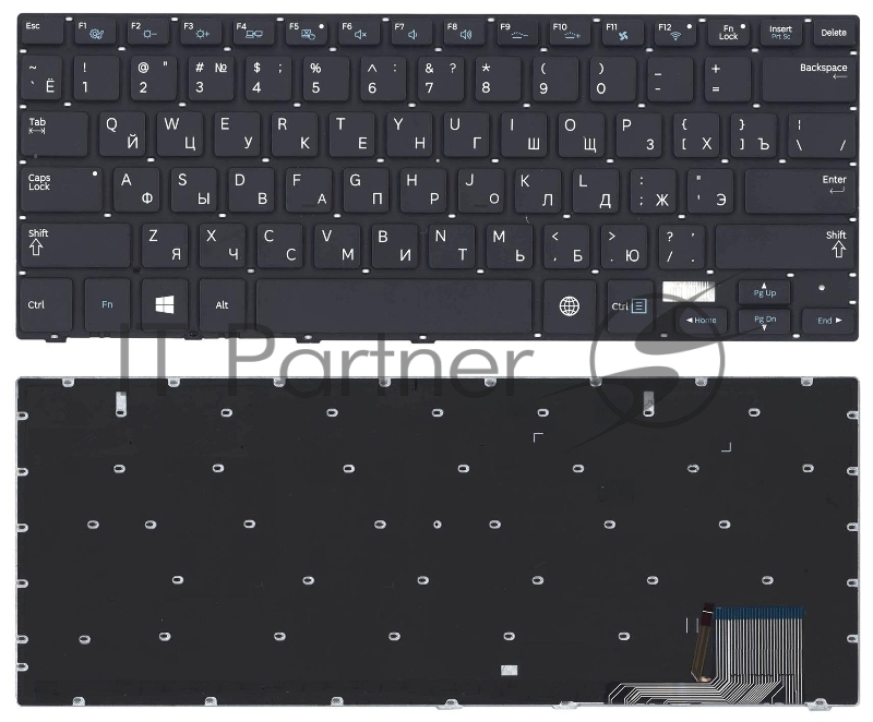 Клавиатура для ноутбука Samsung NP730U3E NP740U3E черная с подсветкой