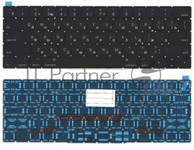 Клавиатура для ноутбука MacBook Pro 13 15 Retina A1706 черная с подсветкой плоский Enter