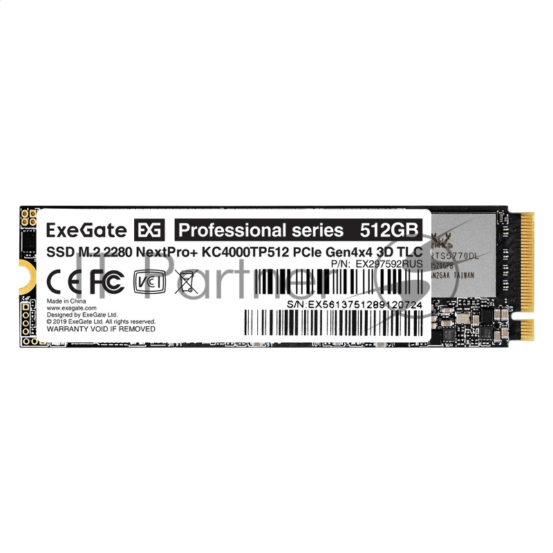 Накопитель SSD ExeGate NextPro+ KC4000TP512, 512Gb, M.2 2280, PCIe 4.0 x4, NVMe, R/W 5000/3600