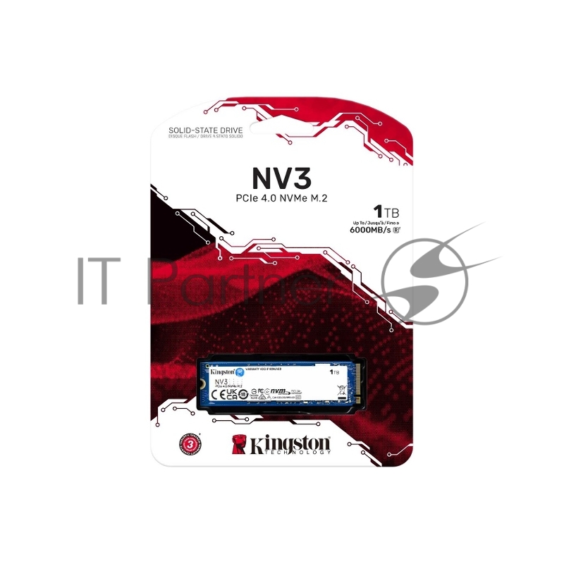 Накопитель SSD Kingston NV3, 1Tb, M.2 2280, NVMe, PCIe 4.0, R/W 6000/4000