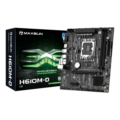 Материнская плата MAXSUN Challenger H610M-D, LGA1700, Intel H610, 2xDDR4, 3xSATA, 1xM.2, 1xPCIe 4.0 x16, HDMI, D-Sub, 1x1Gb LAN, 3x3.5 мм, 5.1, microATX