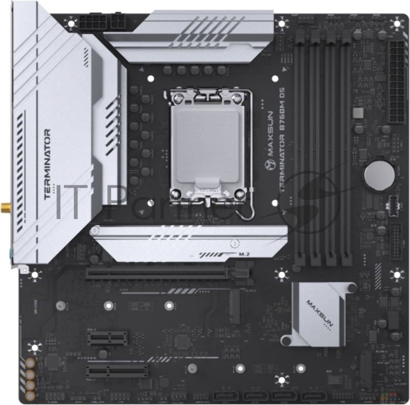 Материнская плата MAXSUN Terminator B760M D5 WIFI6E, LGA1700, Intel B760, 4xDDR5, 4xSATA, 3xM.2, 1xPCIe 5.0 x16, DisplayPort, HDMI, 1x2.5Gb LAN, 3x3.5 мм, 5.1, microATX