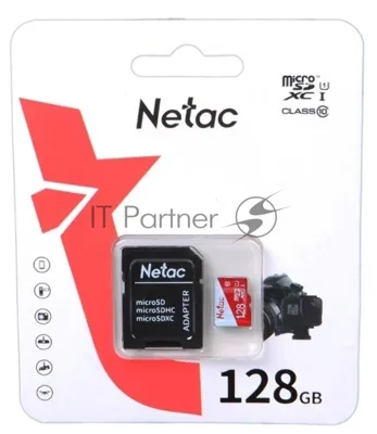 Флеш карта Netac P500 ECO 128Gb MicroSDXC U1/C10 up to 80Mb/s, retail pack with SD Adapter