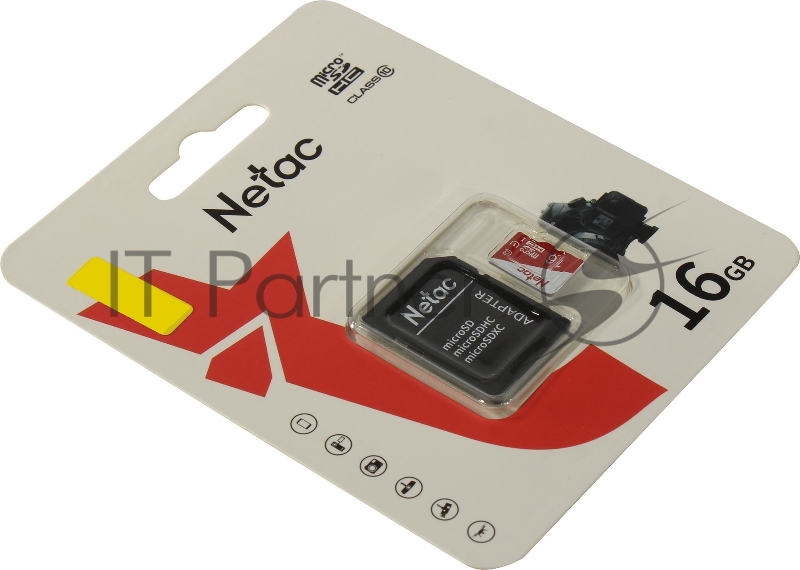 Флеш карта Netac P500 ECO 16Gb MicroSDHC C10 up to 80Mb/s, retail pack with SD Adapter
