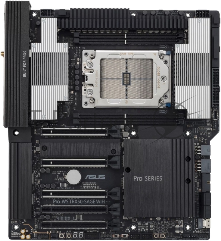 Материнская плата ASUS Pro WS TRX50-SAGE WIFI, sTR5, AMD TRX50, 4xDDR5, 4xSATA, 3xM.2, 1xPCIe 5.0 x8, 1x10Gb LAN, 1x2.5Gb LAN, USB Type-C, Wi-Fi 7, Bluetooth, 2x3.5 мм, 5.1, E-ATX