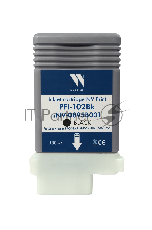 Картридж струйный NVPrint PFI-102Bk (NV-0895B001) Black для Canon ImagePROGRAF iPF500/510/600/610 (130 мл) совместимый