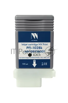 Картридж струйный NVPrint PFI-102Bk (NV-0895B001) Black для Canon ImagePROGRAF iPF500/510/600/610 (130 мл) совместимый