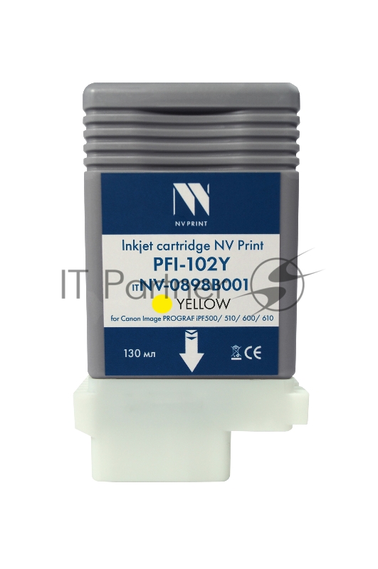 Картридж струйный NVPrint PFI-102Y (NV-0898B001) Yellow для Canon ImagePROGRAF iPF500/510/600/610 (130 мл) совместимый