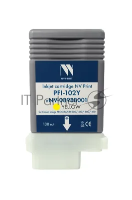 Картридж струйный NVPrint PFI-102Y (NV-0898B001) Yellow для Canon ImagePROGRAF iPF500/510/600/610 (130 мл) совместимый