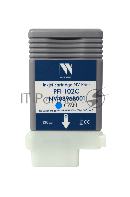 Картридж струйный NVPrint PFI-102С (NV-0896B001) Cyan для Canon ImagePROGRAF iPF500/510/600/610 (130 мл) совместимый