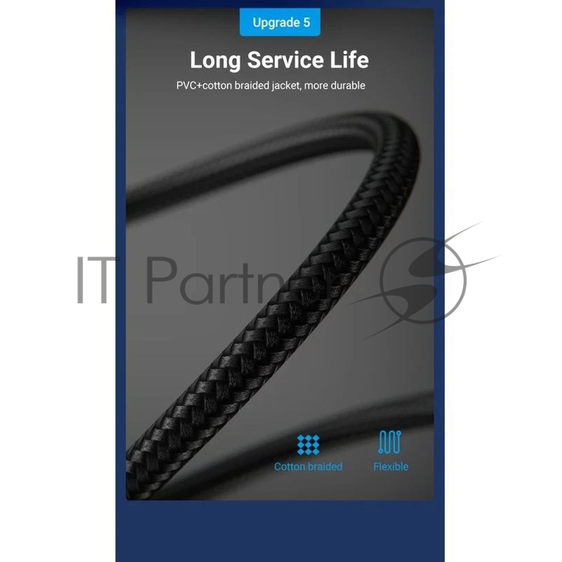 Патч-корд Vention прямой SFTP cat.8 RJ45 - 3 м. черный Тканевая оплетка