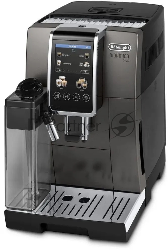 Кофемашина автоматическая DeLonghi Dinamica Plus ECAM380.95.TB черный/серый, исп. кофе - зерновой/молотый, 1.8 л, 1450 Вт, 15 Бар.
